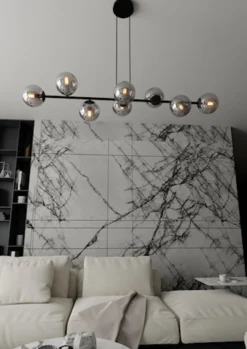 Lampa wisząca Sulmona czarna z grafitowymi kloszami x8