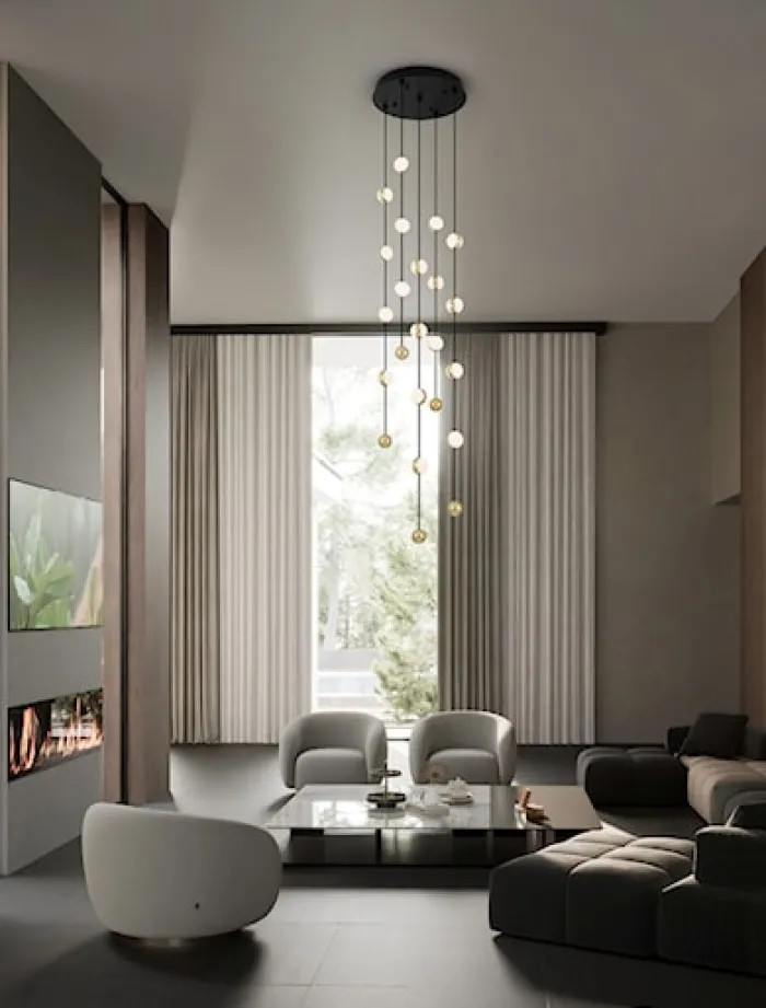 Lampa wisząca Systally LED 200 cm złoto-czarna