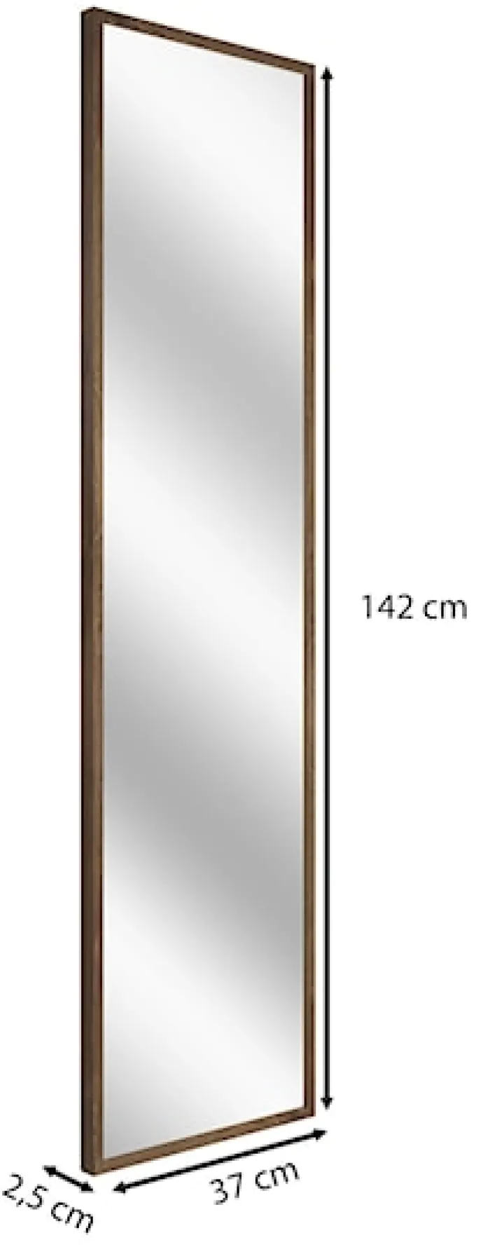 Lustro ścienne Dalone 142x37 cm ciemny dąb