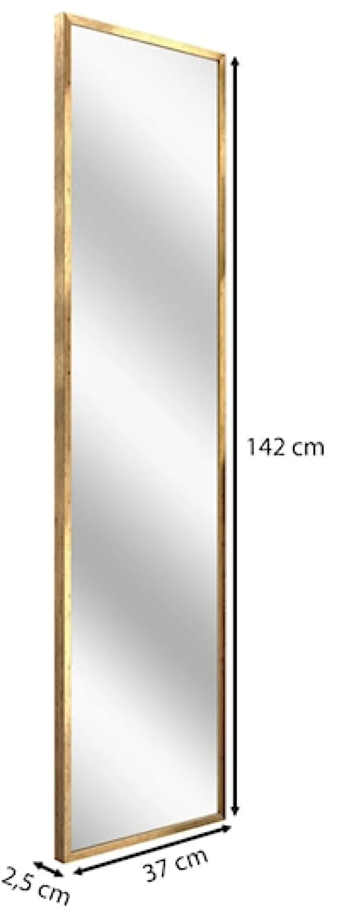 Lustro ścienne Dalone 142x37 cm stare złoto