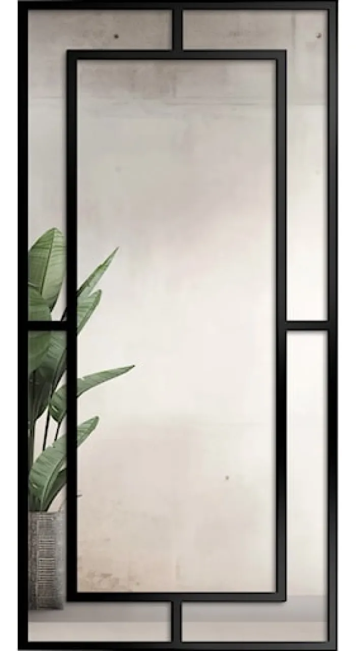 Lustro ścienne Gloria 150x90 cm ze szprosami w czarnej ramie