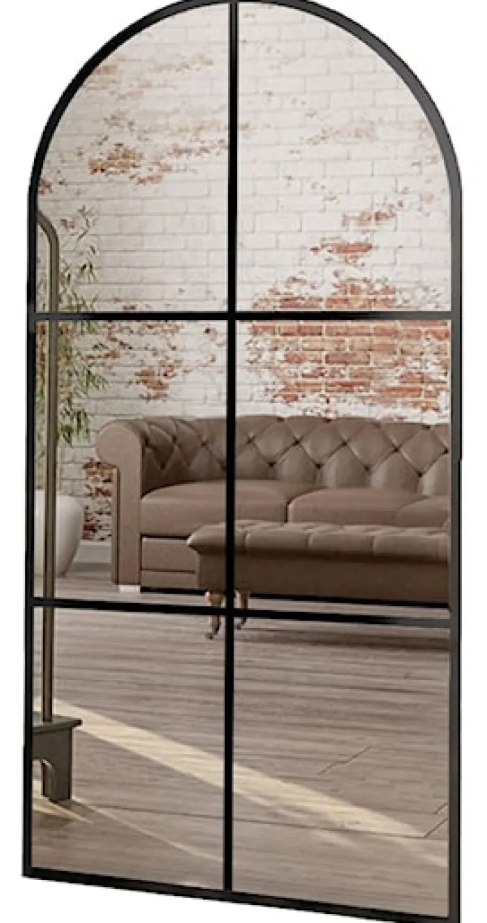 Lustro ścienne Romeo 170x70 cm ze szprosami w czarnej ramie