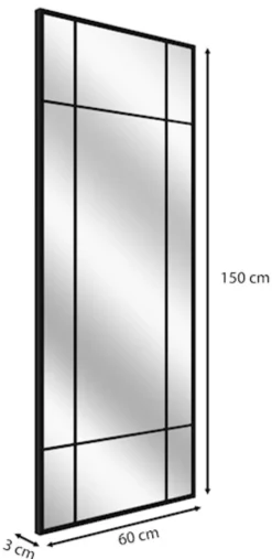 Lustro ścienne Villary 150x60 cm ze szprosami czarne