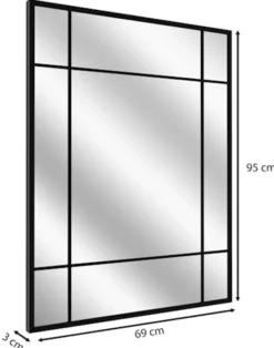 Lustro ścienne Villary 95x69 cm ze szprosami czarne