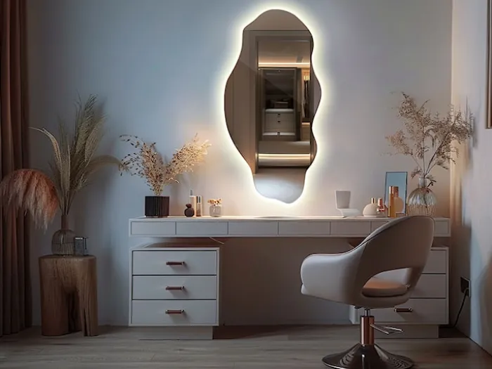 Lustro wiszące Museve z podświetleniem LED 90x45 cm