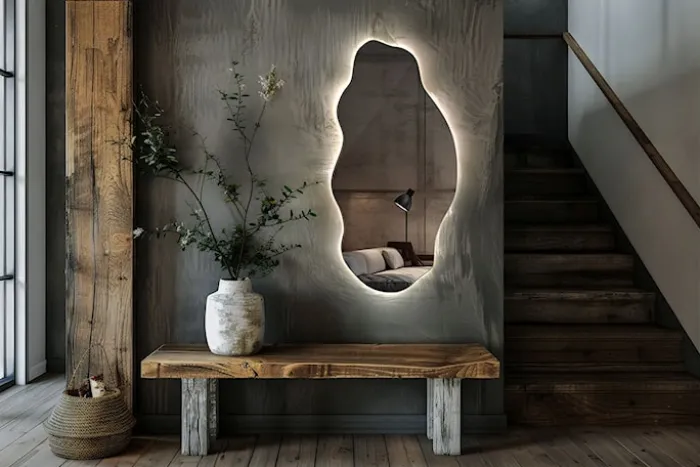 Lustro wiszące Museve z podświetleniem LED 90x45 cm