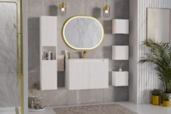 Lustro z oświetleniem LED Olimmi 90x70 cm w złotej ramie