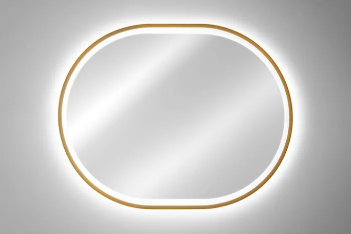 Lustro z oświetleniem LED Olimmi 90x70 cm w złotej ramie