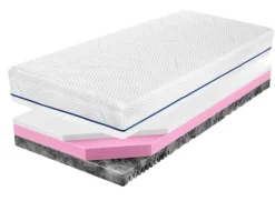 Materac piankowy 80x200 cm Ampara z pianką HR i Visco, dwustronny, 7 stref twardości, hipoalergiczny