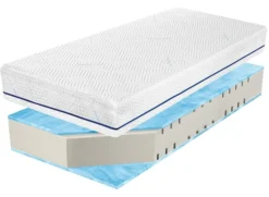 Materac piankowy 80x200 cm Sornako z pianką żelową, dwustronny, 7 stref twardości