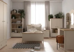 Nadstawka do biurka Story z lustrem i półkami 94 cm beż piaskowy