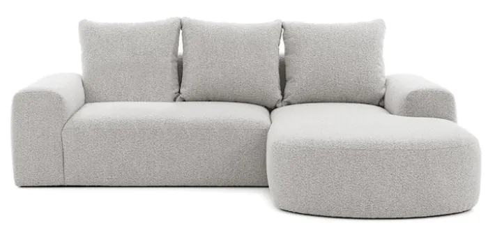 Narożnik modułowy Castellina L-kształtny 255 cm mniejszy szary w tkaninie boucle prawostronny