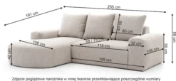 Narożnik modułowy Castellina L-kształtny 255 cm mniejszy ciemnoszary w tkaninie boucle prawostronny