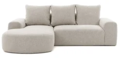 Narożnik modułowy Castellina L-kształtny 255 cm mniejszy ciemnobeżowy w tkaninie boucle lewostronny