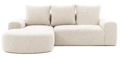 Narożnik modułowy Castellina L-kształtny 255 cm mniejszy beżowy w tkaninie boucle lewostronny