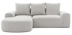Narożnik modułowy Castellina L-kształtny 255 cm mniejszy szary w tkaninie boucle lewostronny