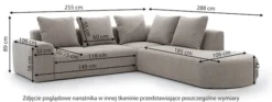 Narożnik modułowy Castellina L-kształtny 255 cm większy jasnoszary w tkaninie boucle prawostronny