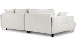 Narożnik Oblivio z funkcją spania L-kształtny z pojemnikiem kremowy szenil lewostronny