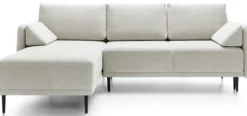 Narożnik z funkcją spania Bardo L-kształtny uniwersalny z pojemnikiem kremowy szenil