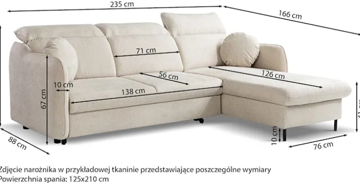 Narożnik z funkcją spania Belvo L-kształtny lewostronny z regulowanymi zagłówkami i pojemnikiem grafitowy szenil hydrofobowy łatwoczyszczący