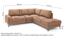Narożnik z funkcją spania Bewello L-kształtny z boczkiem i pojemnikiem kremowy welur łatwoczyszczący hydrofobowy prawostronny