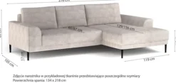 Narożnik z funkcją spania Capitol L-kształtny z pojemnikiem niebieskoszary sztruks prawostronny