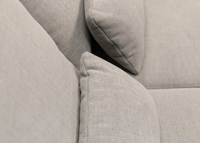 Narożnik z funkcją spania Carnos L-kształtny z dodatkowymi poduszkami lędźwiowymi szary szenil prawostronny
