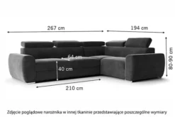 Narożnik z funkcją spania Danles L-kształtny z pięcioma regulowanymi zagłówkami i pojemnikiem jasnobeżowy welur hydrofobowy lewostronny