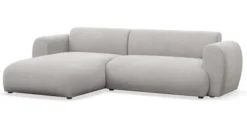 Narożnik z funkcją spania Emia L-kształtny lewostronny jasnoszary szenil