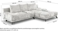 Narożnik z funkcją spania Felipe L-kształtny prawostronny z pojemnikiem jasnobeżowy szenil hydrofobowy