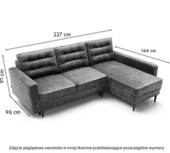 Narożnik z funkcją spania Juttic 227 cm L-kształtny z pojemnikiem brązowy plecionka hydrofobowa prawostronny