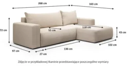 Narożnik z funkcją spania Lummi L-kształtny z pojemnikiem jasnobeżowy szenil hydrofobowy lewostronny
