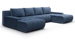 Narożnik z funkcją spania Magliano U-kształtny granatowy sztruks