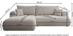 Narożnik z funkcją spania Ovo L-kształtny jasnobeżowa plecionka lewostronny