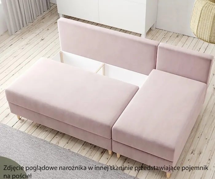 Narożnik z funkcją spania Suspla L-kształtny z pojemnikiem uniwersalny granatowy