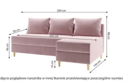 Narożnik z funkcją spania Suspla L-kształtny z pojemnikiem uniwersalny szary