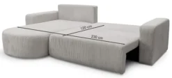 Narożnik z funkcją spania Teeo L-kształtny uniwersalny z pojemnikiem jasnobeżowy sztruks