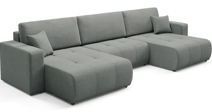 Narożnik z funkcją spania Wind U-kształtny uniwersalny z pojemnikiem ciemnoszary szenil