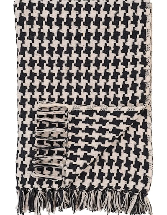 Narzuta na łóżko Miggels 130x180 cm czarno-beżowa