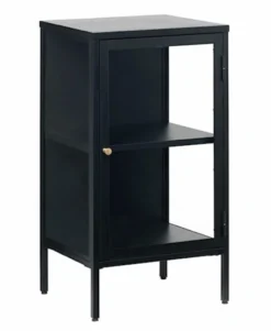 Niska witryna metalowa Zeins pojedyncza czarna