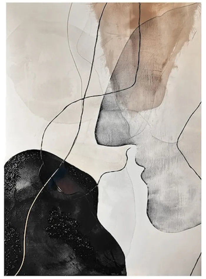 Obraz Kiss 100x70 cm z ręcznie malowanymi elementami