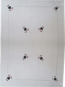 Obrus świąteczny Sidolle 180x140 cm biały z kolorowymi laskami