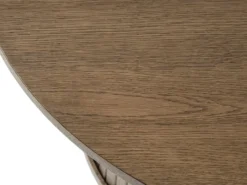 Okrągły stolik drewniany Gativel 90 cm z okrągłą podstawą lamele dąb palony