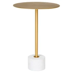 Okrągły stolik kawowy Prossan 41 cm metalowy w kolorze mosiądzu