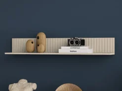 Półka ścienna Caletto 120 cm ozdobne lamele beżowa