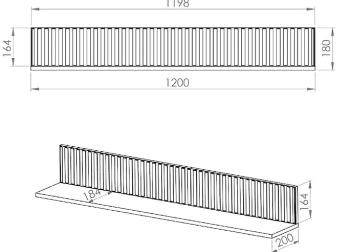 Półka ścienna Caletto 120 cm ozdobne lamele beżowa