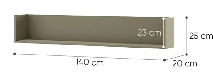 Półka młodzieżowa ścienna Woow 140 cm eukaliptus