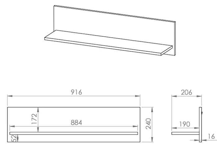 Półka młodzieżowa Colt 92 cm dąb craft/czarny