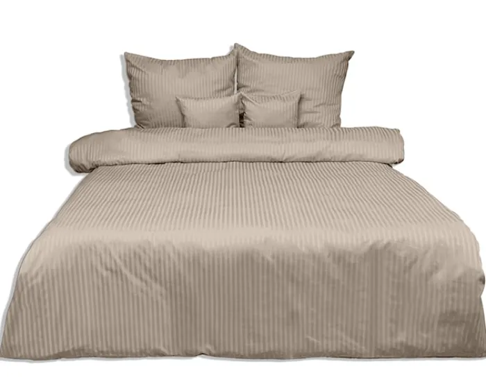 Pościel Damask w paski 200x160 cm z dwiema poszewkami na poduszkę 80x70 cm kaszmir