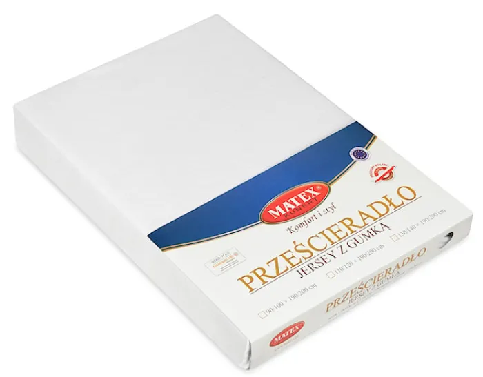 Prześcieradło jersey Herrent z gumą na materac 200x90 cm białe